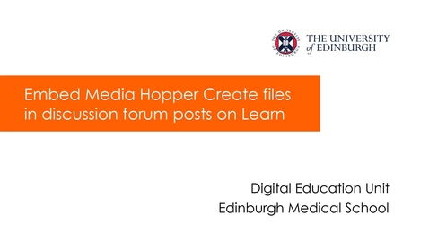 Thumbnail for Embed Media Hopper Create files in discussion forum posts on Learn