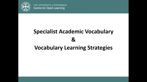 Thumbnail for Specialist Academic Vocabulary