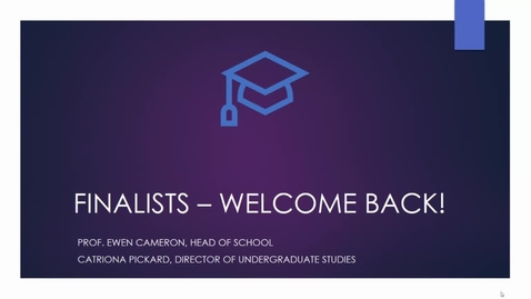 Thumbnail for Welcome week: Finalists Welcome Back Meeting