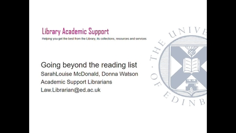 Thumbnail for Beyond Reading Lists- Law