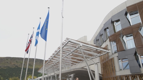 Thumbnail for Flags at the entrance to the Scottish Parliament