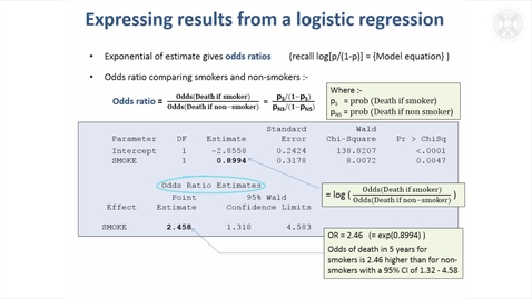 Thumbnail for entry 15. Logistic Regression Example – Assessing Risk Factors