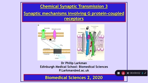 Thumbnail for entry BMS2: Chemical Synaptic Transmission 3 Part 1 Dr Phil Larkman