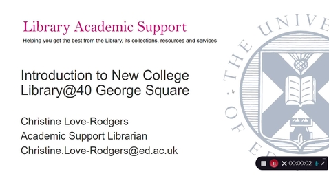Thumbnail for Introduction to New College Library @ 40 George Square