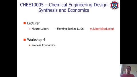 Thumbnail for Workshop 4 - Process Economics