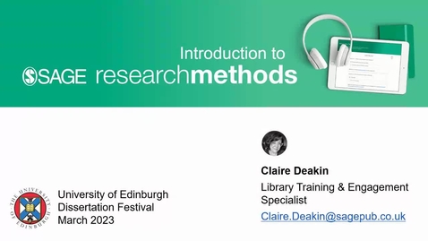 Thumbnail for entry Introduction to SAGE Research Methods (Dissertation Festival)