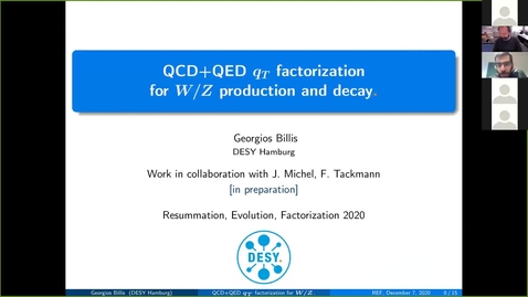 Thumbnail for entry REF2020: Georgios Billis- QCD+QED qT Factorization for Z/W production and decay