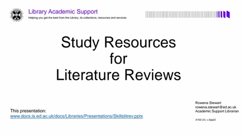 Thumbnail for entry Study Resources for Literature Reviews