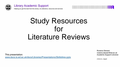 Thumbnail for Study Resources for Literature Reviews