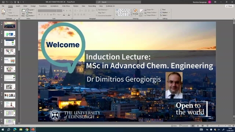 Thumbnail for entry MSc Advanced Chemical Engineering Welcome Meeting with Programme Director