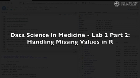 Thumbnail for entry Data Science in Medicine Lab 2: Handling Missing Values in R