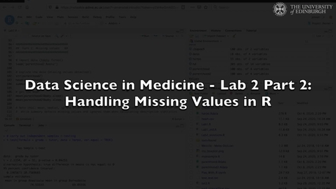 Thumbnail for Data Science in Medicine Lab 2: Handling Missing Values in R