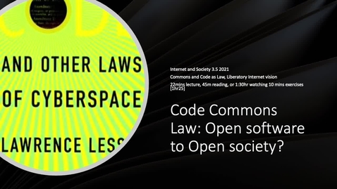 Thumbnail for entry 3.3 Code Commons and Law