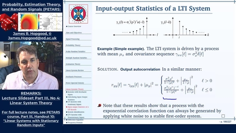 Thumbnail for entry Topic 72: Time-Domain Analysis of Response to Random Signals using the System Impulse Response (PETARS, Chapter 10)