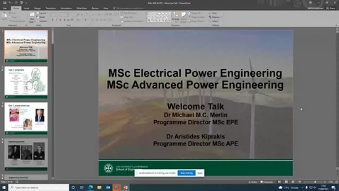 Thumbnail for entry MSc Electrical Power Engineering and MSc Advanced Power Engineering Welcome Meeting with Programme Director