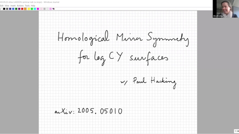 Thumbnail for LAGOON: Leicester Algebra and Geometry Open ONline - Ailsa Keating (Cambridge, UK)