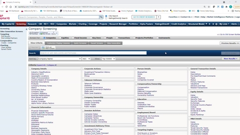Thumbnail for S&amp;P Capital IQ: Screening for companies by industry and location
