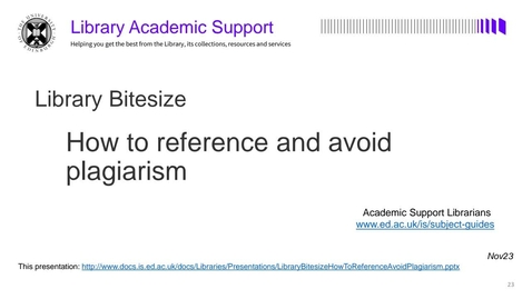 Thumbnail for entry Library Bitesize - Referencing and how to avoid plagiarism