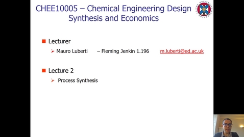 Thumbnail for entry Lecture 2 - Process Synthesis