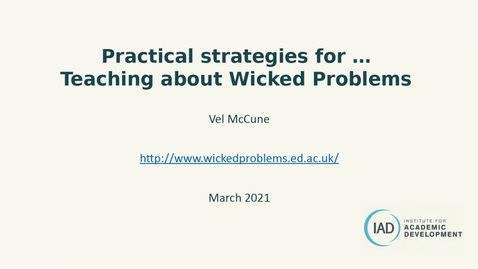 Thumbnail for entry Practical Strategies for Teaching about Wicked Problems - 1