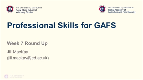 Thumbnail for entry Professional Skills for GAFS (1) - Week 7 - Answers to Mondays Questions