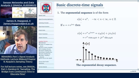 Thumbnail for Topic 46: Introduction to Discrete-Time Signals (SNADA, Chapter 8)