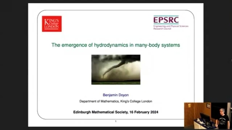 Thumbnail for The emergence of hydrodynamics in many-body systems - Prof. Benjamin Doyon (King’s College London)
