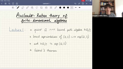 Thumbnail for entry Auslander-Reiten theory in representation theory of finite-dimensional algebras - Raquel Coelho Guardado Simoes