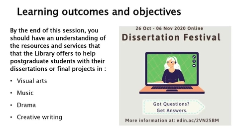 Thumbnail for Using the Library for creative dissertations : digital resources in art, music and drama
