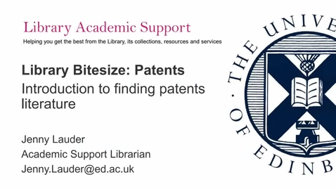 Thumbnail for entry Patents literature - introduction to finding and accessing patents literature