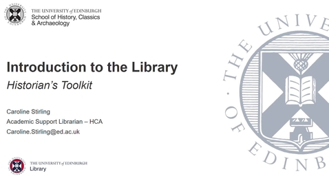 Thumbnail for entry Introduction to the Library - Historian's Toolkit