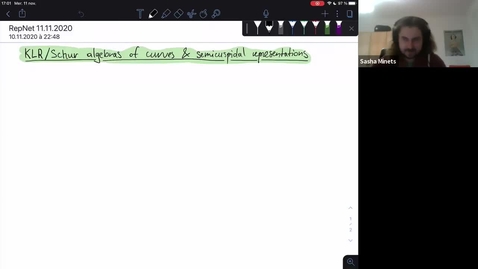 Thumbnail for entry 11 November Alexandre Minets KLR and Schur algebras for curves and semi-cuspidal representations