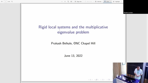 Thumbnail for entry Rigid Local Systems and the Multiplicative Eigenvalue Problem - Prakash Belkale