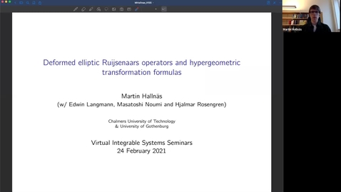 Thumbnail for Deformed elliptic Ruijsenaars operators and hypergeometric transformation formulas - Martin Hallnas