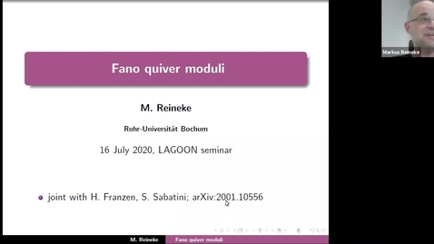 Thumbnail for entry LAGOON: Leicester Algebra and Geometry Open ONline - Markus Reineke (Universität Bochum, Germany)