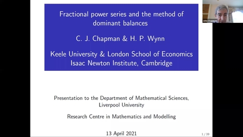 Thumbnail for  Fractional power series and the method of dominant balances - John Chapman