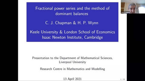 Thumbnail for entry  Fractional power series and the method of dominant balances - John Chapman