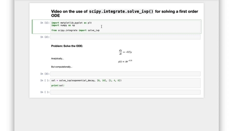 Thumbnail for entry Solving Differential Equations in Python: First order ODEs with solve_ivp