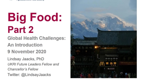 Thumbnail for entry Global Health Challenges Intro Course - Big Food Part 2 2020-11-9