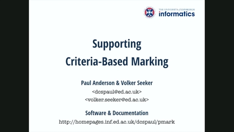 Thumbnail for entry PMark: supporting criteria-based marking