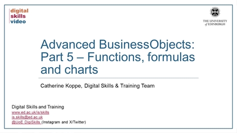 Thumbnail for Advanced BusinessObjects: Part 5 – Functions, formulas and charts