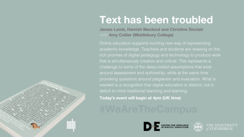 Thumbnail for entry Event 3 The Manifesto for Teaching Online: Text has been troubled