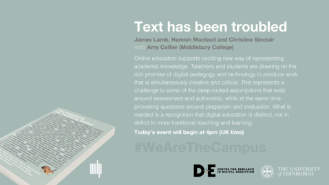 Thumbnail for Event 3 The Manifesto for Teaching Online: Text has been troubled