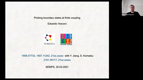 Thumbnail for South East Mathematical Physics Seminars: Edoardo Vescovi  - Probing boundary states at finite coupling