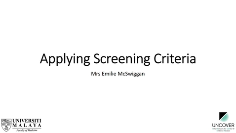 Thumbnail for entry SR course 6a - Applying screening criteria