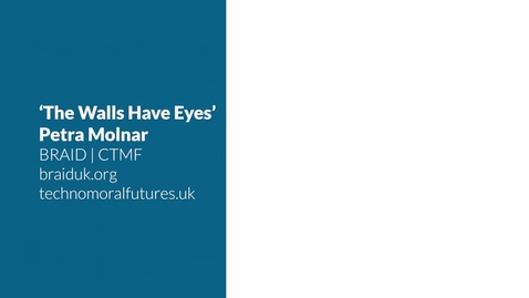Thumbnail for 'The Walls Have Eyes: Surviving Migration in the Age of Artificial Intelligence', Petra Molnar