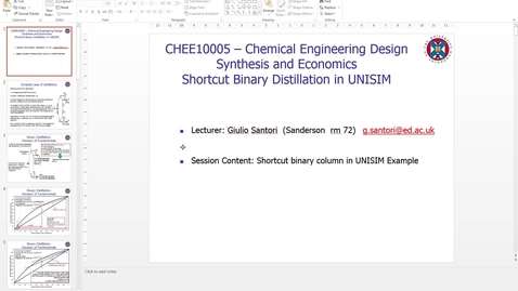 Thumbnail for Short Cut Binary Distillation Column in UNISIM