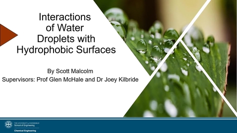 Thumbnail for Scott Malcolm - Interactions of Water Droplets with Hydrophobic Surfaces