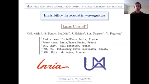 Thumbnail for entry 26/04/2023: Lucas Chesnel - Acoustic passive cloaking using thin outer resonators