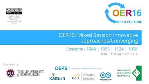 Thumbnail for OER16 morning parallel from Pentland West (Innovative approaches/Converging )